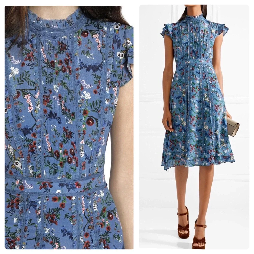 ALICE + OLIVIA Marta Floral Mock Neck Midi Dress - Picture 7 of 14